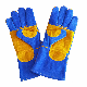 Hot Selling Sapphire Blue Double Palm Cow Split Leather Welding Gloves