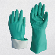  Unsupported Green Nitrile Chemical Industrial Glove with Flock Lining-5620