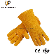  Good Quality Anti Heat Fire Proof Cow Leather Yellow Long Welding Safety Work Glove