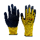 13 Gauges Polyester Liner Yellow Latex Crinkle Safety Gloves