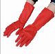 Red Reusable Dishwashing Latex Cotton Lining Kitchen Gloves