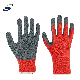  Red Polyester Knitting Black Latex Dipped on Palm Wrinkled Surface Safety Work Gloves