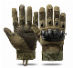  Full Finger Security Tan Khaki Leather PU Combat Tactical Gloves