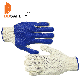  Natural Cotton/Polyester String Knit Gloves. Blue PVC Coated on Palm, Luvas Guantes