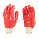  Water Proof Red PVC Fully Coated Gloves with Cotton Knit Wrist-5118