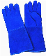 Blue Colour Cow Split Leather Welding Sleeves Gloves