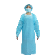 Light Blue Disposable Waterproof and Dustproof CPE Gown with Thumb Loops and Waist Belts manufacturer