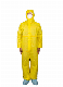  En14126 Type 3-B Disposable Medical Coverall with Hood PP+PE Yellow with Tape Chemical Coverall