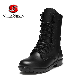 Black Leather Dural Layer Rubber Injection Military Police Shoes Tactical Injected Boots