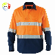  100% Cotton Hi-Vis Two Tone Contrast Color Safety Staff Uniform for Men Cotton Drill Work Shirts with 3m Reflective Tape Workwear Shirt