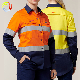  Woman Two Tone Reflective Safety Clothing Long Sleeve Hi Vis Taped Cotton Construction Reflector Work Shirts