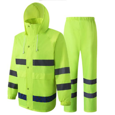 High Visibility Raincoat with Reflective Tape