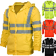  Men Stripe Patchwork Hooded Jacket Ski Hoodies Reflective Visibility Workwear Coat Color Block Work Wear
