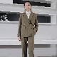  Womens Suits Set Khaki Two Piece Outfits Formal Office Attire Open Front Blazer Pants Work Wear Business Suit