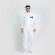  White Disposable Hooded Coveralls SMS Chemical Protective Suits Elastic Cuffs Front Zipper Closure Serged Seams for Spray Painting Mechanic Work