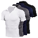  Short Sleeve Sportswear Men′s Personal Trainer Work Clothes Stand Collar Zipper Fitness Clothes T-Shirt Cross-Border Quick Drying Clothes