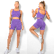  Amazon Hot Popular Yoga Clothing Athlesure Workout Apparel for Ladies, Custom 2 Piece Seamless Ribbed Hip Lift Shorts with Sports Bra Boxing Exercise Suits
