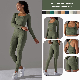  New Trendy 5 PCS Set Textured Ropa De Yoga High Stretchy Sports Clothing for Women, Workout Crop Top + Athletic Shorts + Gym Leggings Custom Seamless Activewear
