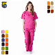 Back Elastic 2 Side Pockets Uniform Women′s Scrub Set