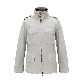  Grey & White Stand Collar Double Open Zipper Men Long Rain Coat Jackets