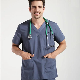  Unisex Short Sleeve Classical V-Neck Scrubs Nursing Working Polyester Cotton Uniform Sets Casual Solid Color Scrubs Uniforms