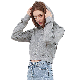  Women′s Short Zippered European and American Street Solid Color Slim Fit Casual French Terry Cardigan Hooded Sweatshirts/Sweatshirt/Hoodies/Hoodie/Coat/Top