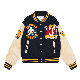  Custom Manufactured American Men′s High Street Oversized Embroidered Letter Ins Fashion Loose Long-Sleeved PU Leather Sleeve Contrast Basebal Jacket/Coat/Top