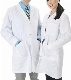  Unisex Cotton Soft Fabric White Doctor Gown Work Long Uniforms Lab Coat