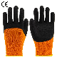  Poly-Cotton Knitted Crinkled Foam Orange Latex Coated Winter Protective Work Industrial Gloves