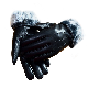 Fashion Winter Leather Gloves Rabbit Fur Lining Full Finger Gloves Driving Glove