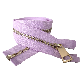  Purple Color 5# Colorful Zippers Open-End Auto Lock Gold Metal Zipper