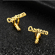  New Design Custom Name Logo Metal Enamel Sublimation Men Letters Button Covers Cufflinks for Men
