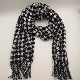 English Style Women′s Winter Warm Houndstooth Black and White Woven Scarf
