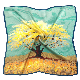 Nice New Print Yellow Green Tree Print Silk Bag Hair Scarf