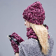  Winter Warm Lady Knitted Beanies Dobby Scarves Embroidery Gloves Knitwear Set