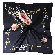  Popular Summer Lightweight Navy Square Flowers Silk Feeling Head Scarf