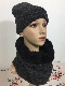  Women Set Cable Beanie Hat and Neck Collar Loop Scarf with Faux Fur Lining