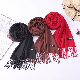  Custom Logo 200*70cm Winter Shawls Pashmina Polyester Cashmere Scarf with Tassel