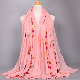  New Fashion Autumn Embroidered Flower Print Popular Cotton Polyester Lady Scarf Soft Yarn Dyed Women Hijab
