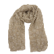  Dark Beige Women′s Polyester Spotted Print Woven Scarf with Short Whiskers