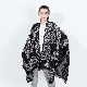  OEM Black Paisley Acrylic Poncho Paisley Jacquard Pattern Women Classic Shawl