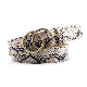  Hot Sale Fashion Double O-Ring Gold Circle Buckle Trendy Ladies Snake Black PU Fur Snake Skin Belt for Women′s Jeans Pants Dress