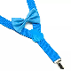  Fashion Solid Color Nice Suspenders Metal Clip Bowtie Sets with Bow Blue
