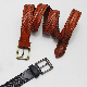 100% Bonded Leather Braided Styles Brown Belt for Man Casual Pants