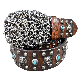  High Quality Leather Belts Hand Tooled Carving Rivets Stylish Turquoise Color Belts