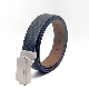  Plate Buckle No-Stitching Cut Edge Genuine Leather Belt for Man