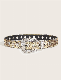  Custom Graved Big Zinc Alloy Buckle Diamond PU Leather Belts Shining Gold Leather Rhinestone Belts Women Men