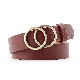  Fashion Women Double Ring Alloy Buckle PU Leather Jeans Belt