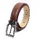  Nickle Free Pin Buckle Top Stitching Leather Edge Genuine Leather Belt for Man