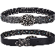  Western Cowboy First Layer Cowhide Belt, Heavy Industry Trend Rivet Punk for Men and Women, Inlaid Imitation Turquoise Belt